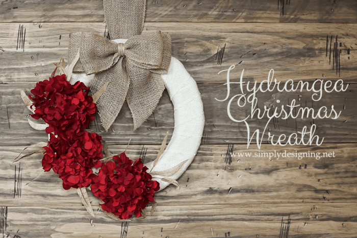 Hydrangea Christmas Wreath with Burlap