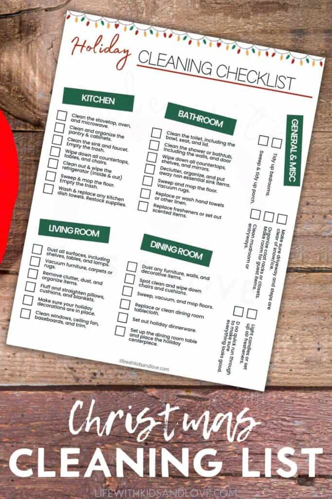 Christmas Cleaning Checklist Printable