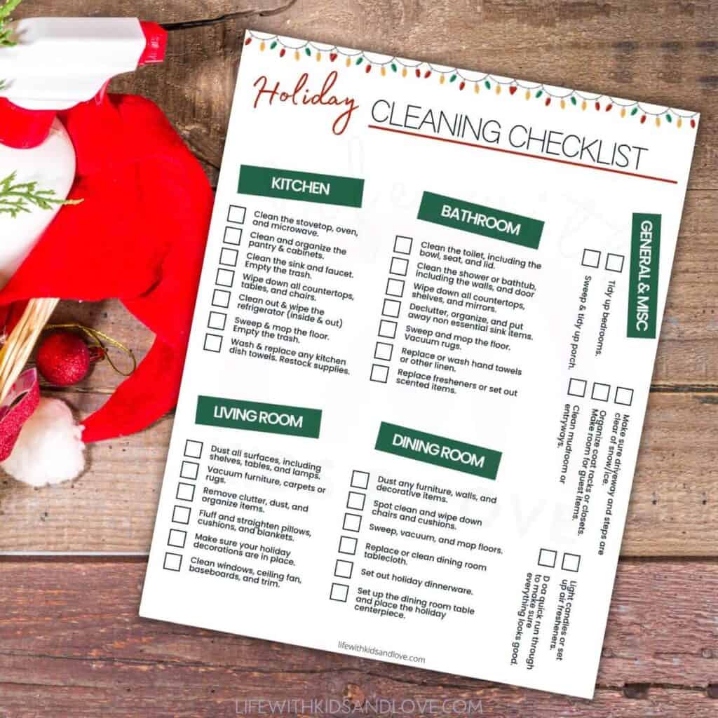 Printable Holiday Cleaning Checklist